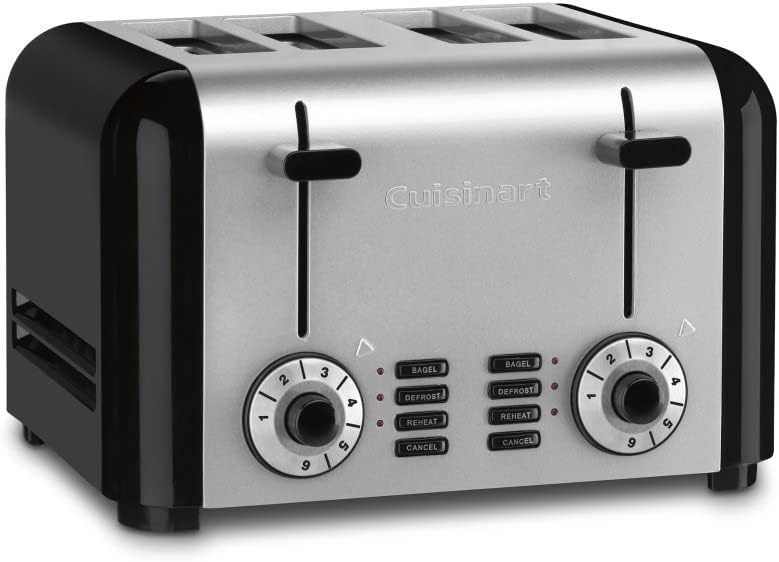 Cuisinart CPT-240TNFR 4 Slice Toast & Bagels Compact Toaster Stainless Steel/Black- Certified Refurbished