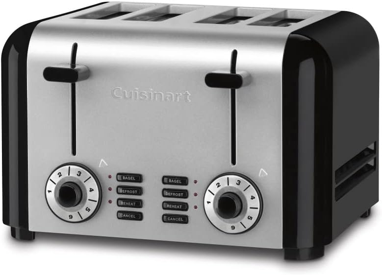 Cuisinart CPT-340P1 4 Slice Toast & Bagels Compact Toaster Stainless Steel/Black- Certified Refurbished