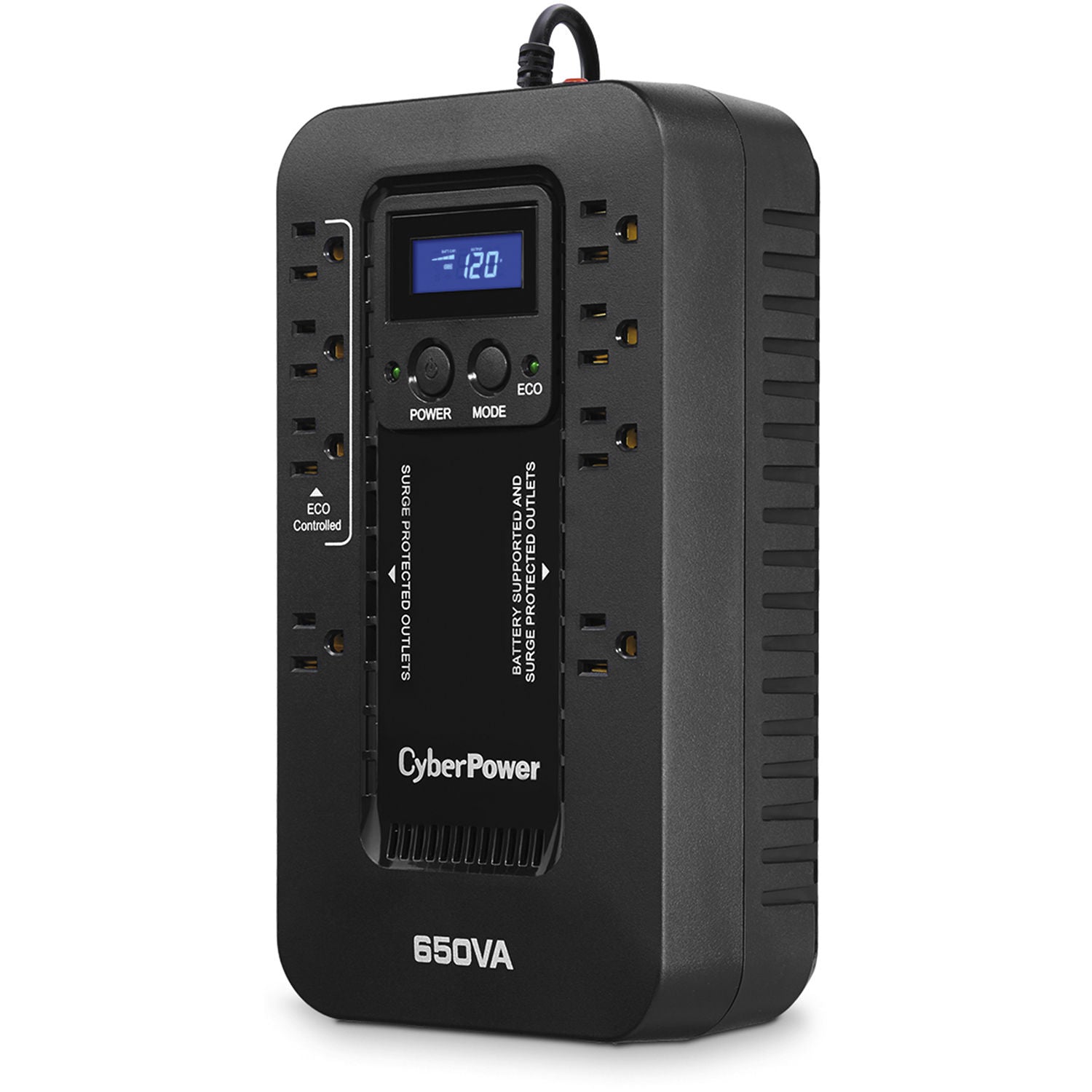 CyberPower EC650LCD-R 650VA/390W 8 Outlets ECO LCD UPS - New Battery Certified Refurbished