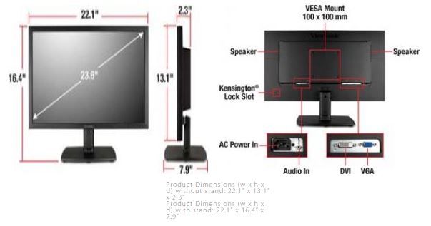 ViewSonic VA2451M-LED-S 24" Full HD 1080p LED Monitor Certified Refurbished