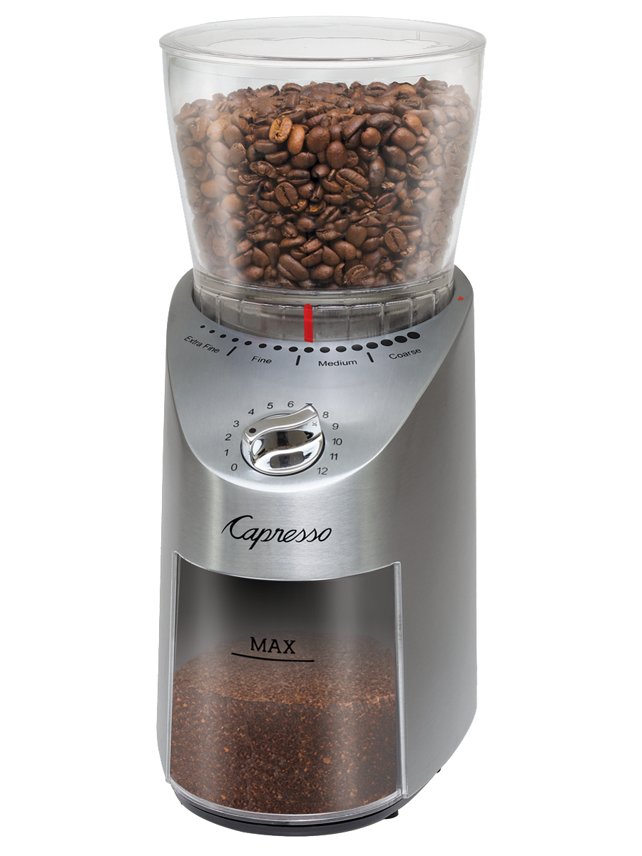 Capresso INFINITYPLUSABS-RB Whole Bean Coffee Grinder, Silver - Certified Refurbished